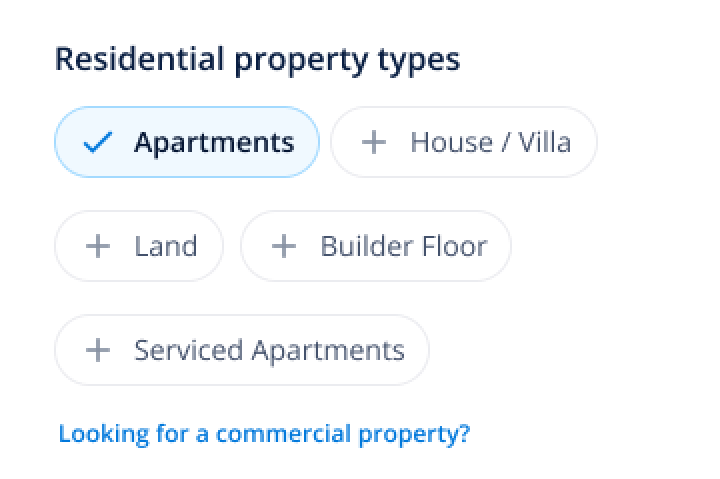 New property-type control as a full visible grid of all types.