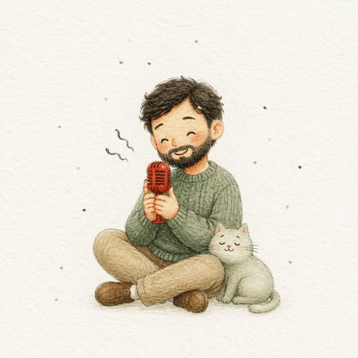 Watercolor spot: the man greets the app for the first time.