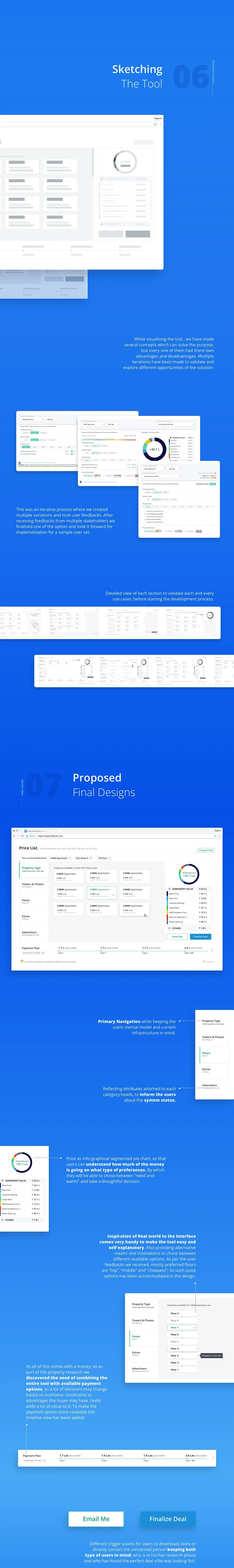 The wireframes and the final visual designs for the cost-of-ownership finder.